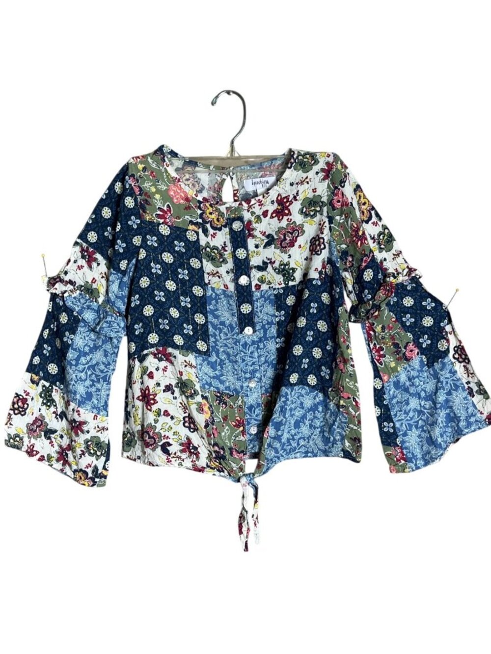 Speechless Girls Patchwork Top Boho Rayon Pullover Casual Breezy Girls Sz L
